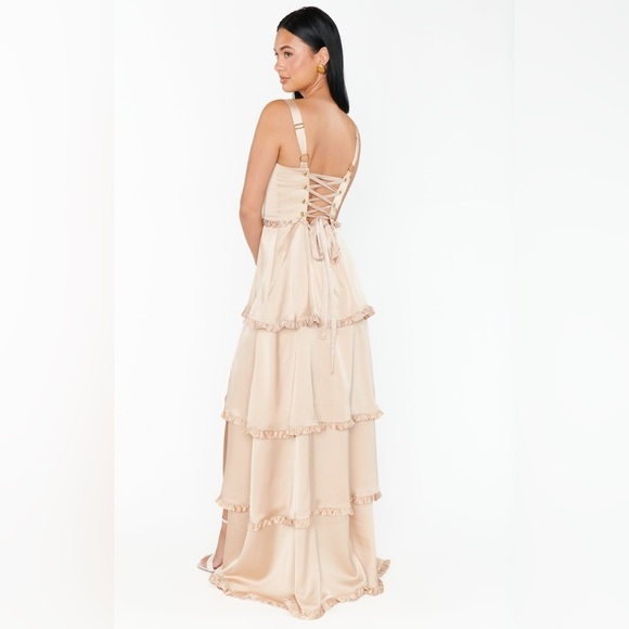 SHOW ME YOUR MUMU Lady Corset Dress In Champagne Luxe Satin - Picture 7 of 9
